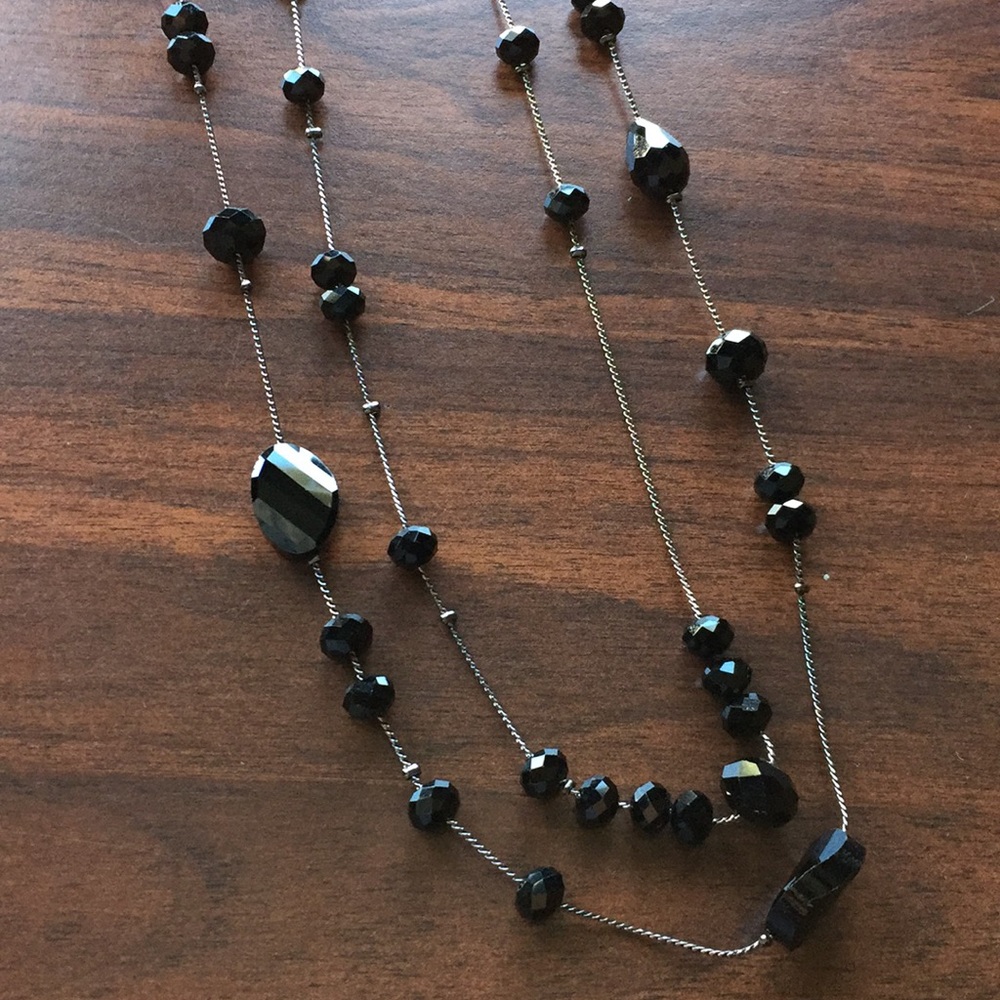 Maurices double strand black beaded necklace